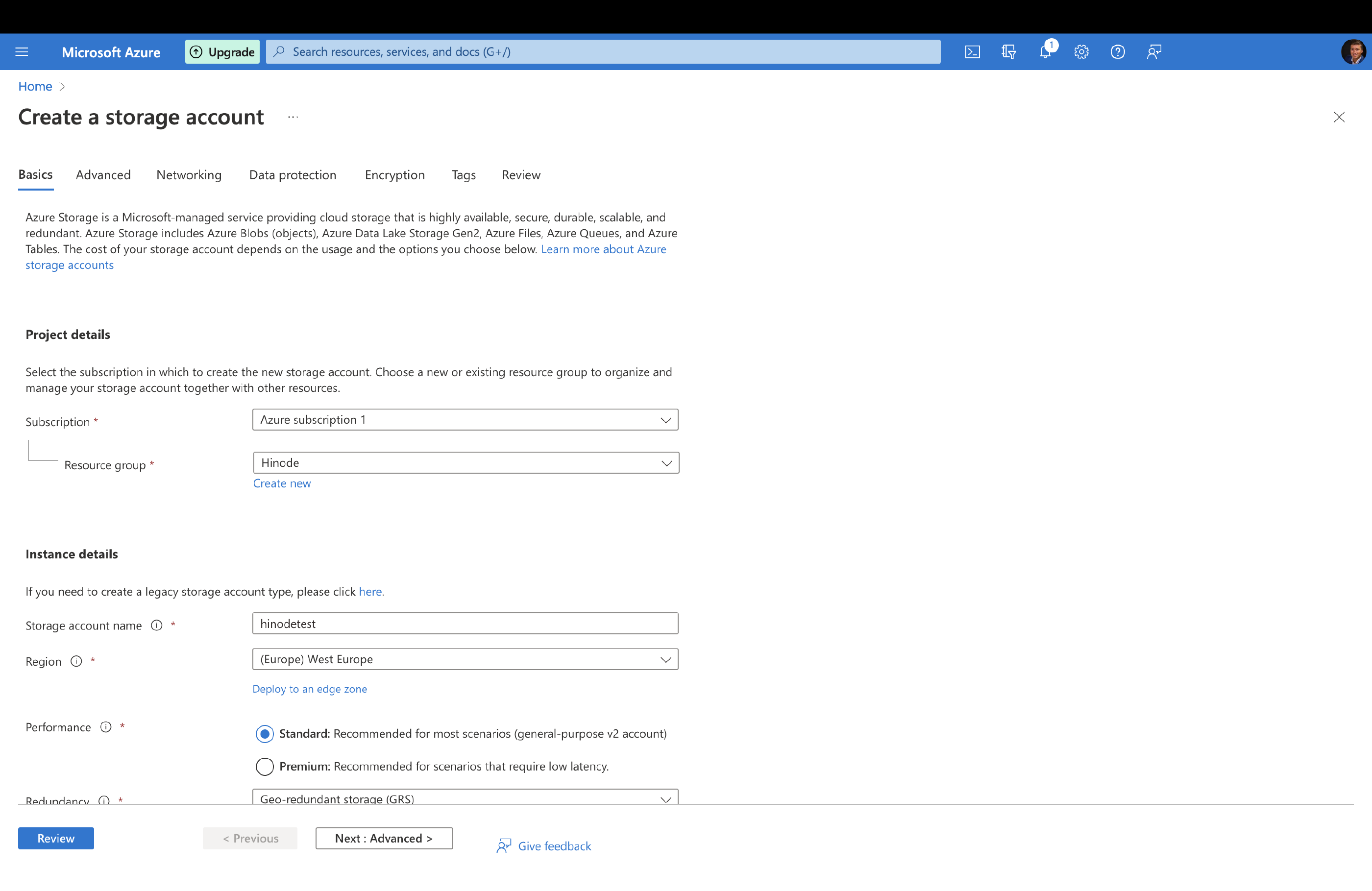 Step 1b. Define the instance details