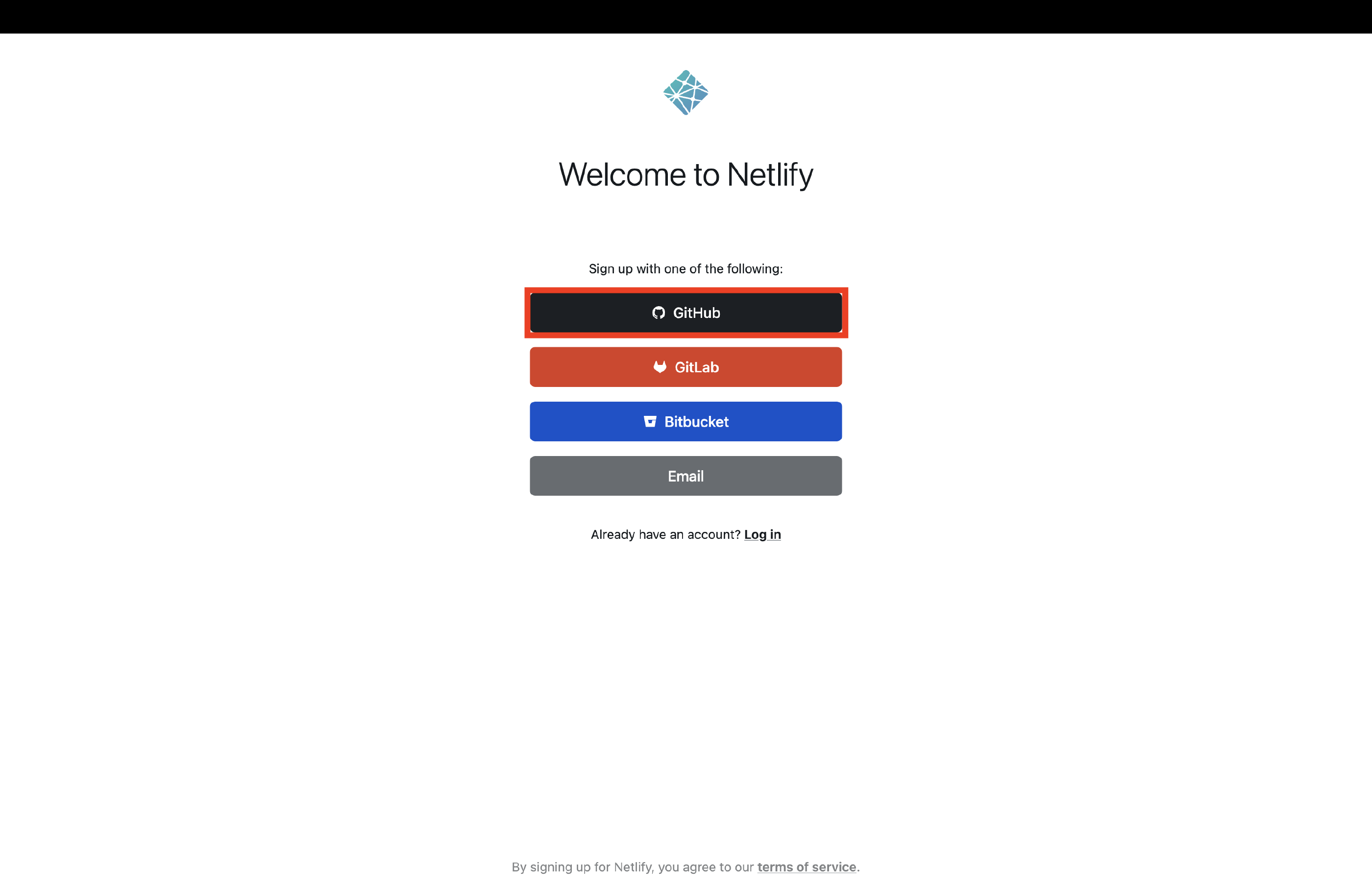 Step 1. Sign up for Netlify